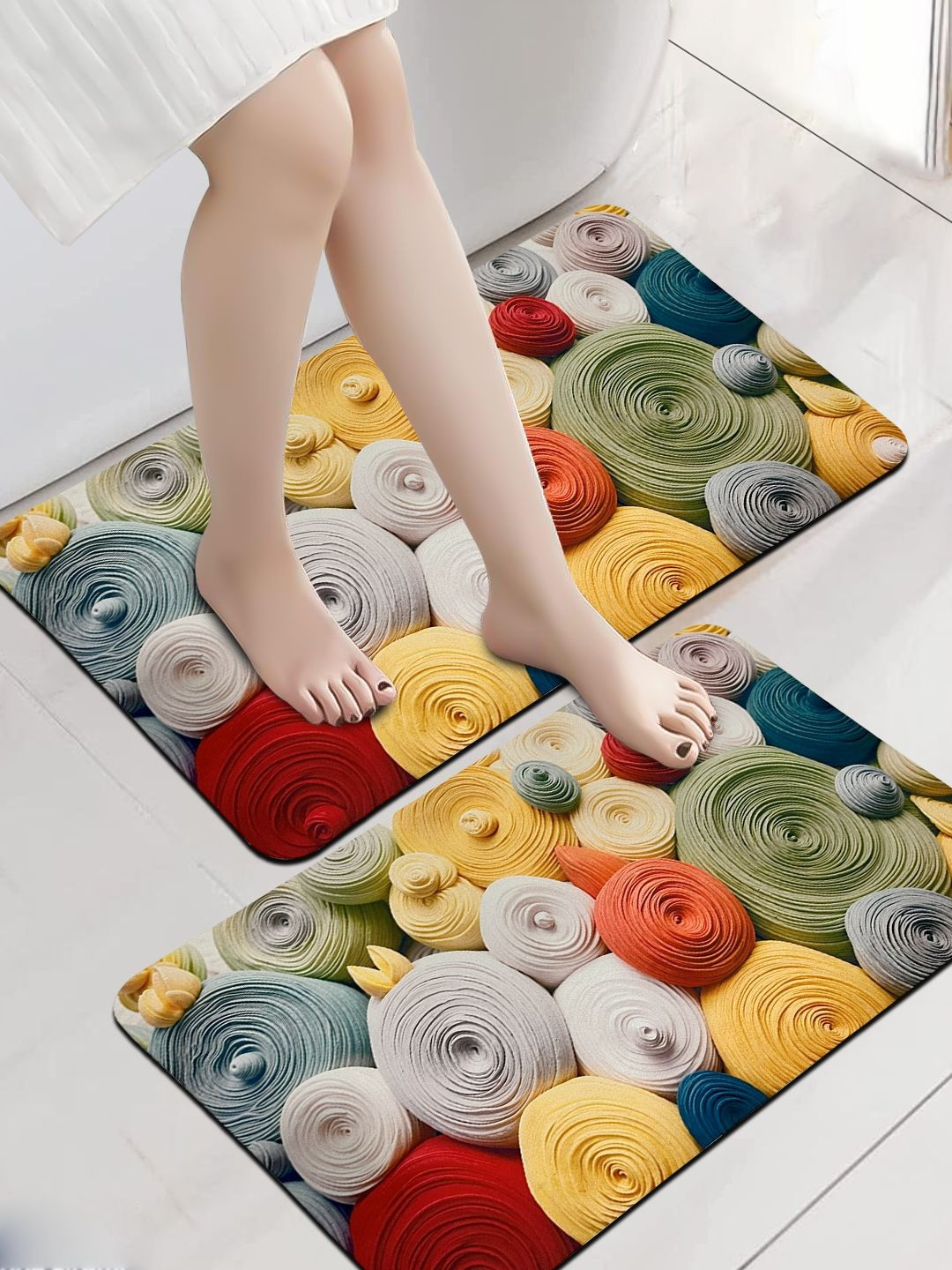 Sittella Pack Of 2 Anti Slip 110 GSM Silicone Material Bath Mats For Bathroom