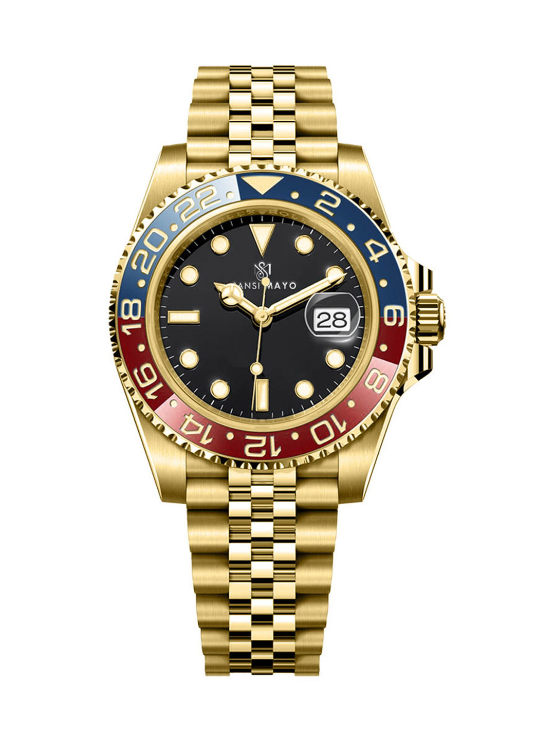 SANSIMAYO DINOS Men Stainless Steel Bracelet Style Straps Analogue Watch SM-M-125-G-G-BBLR