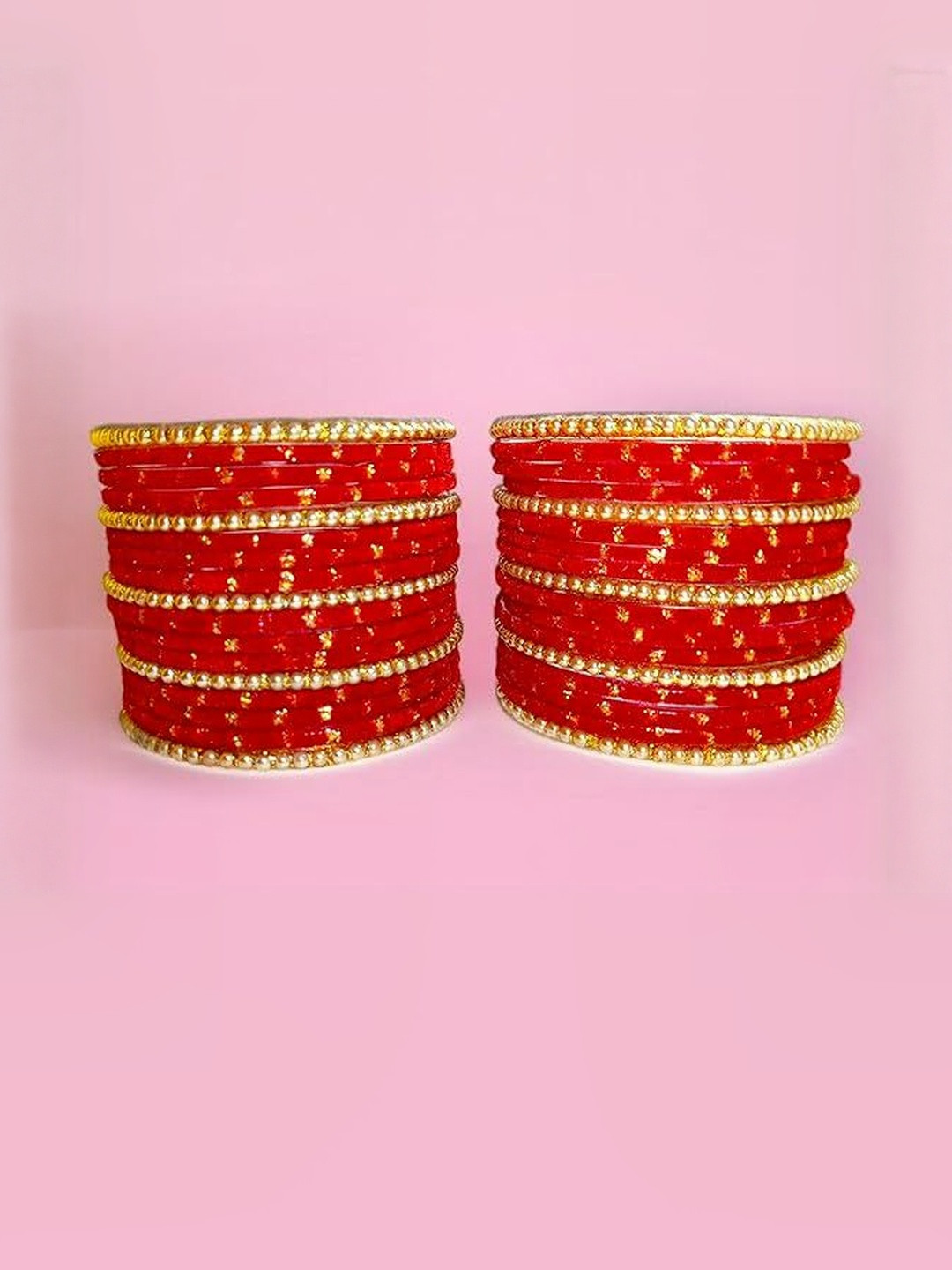 Yaara fashion Set Of 34 Velvet Artificial Beaded Bangles