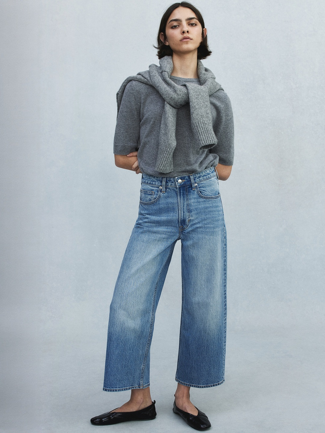 H&M Wide High Cropped Jeans