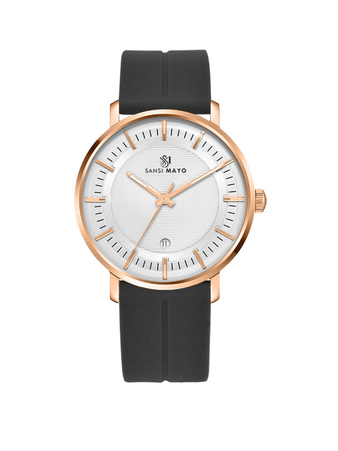 SANSIMAYO Men Dial & Bracelet Style Straps Analogue Watch SM-M-171-B-RG-W