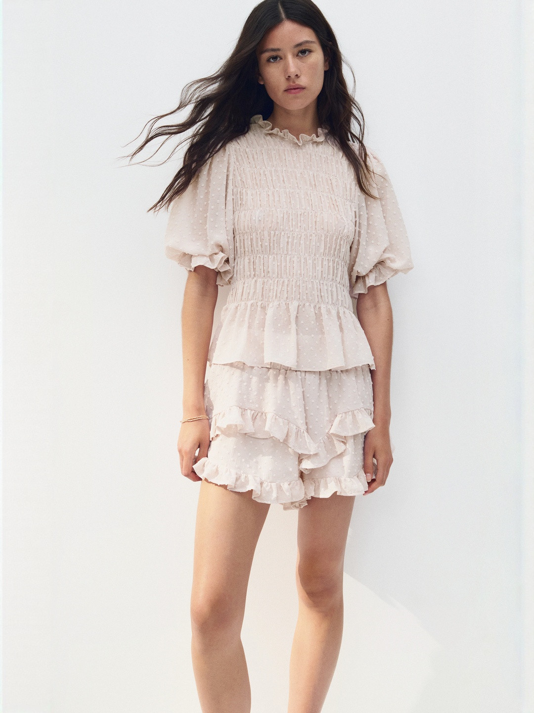 H&M Smocked Plumeti Blouse