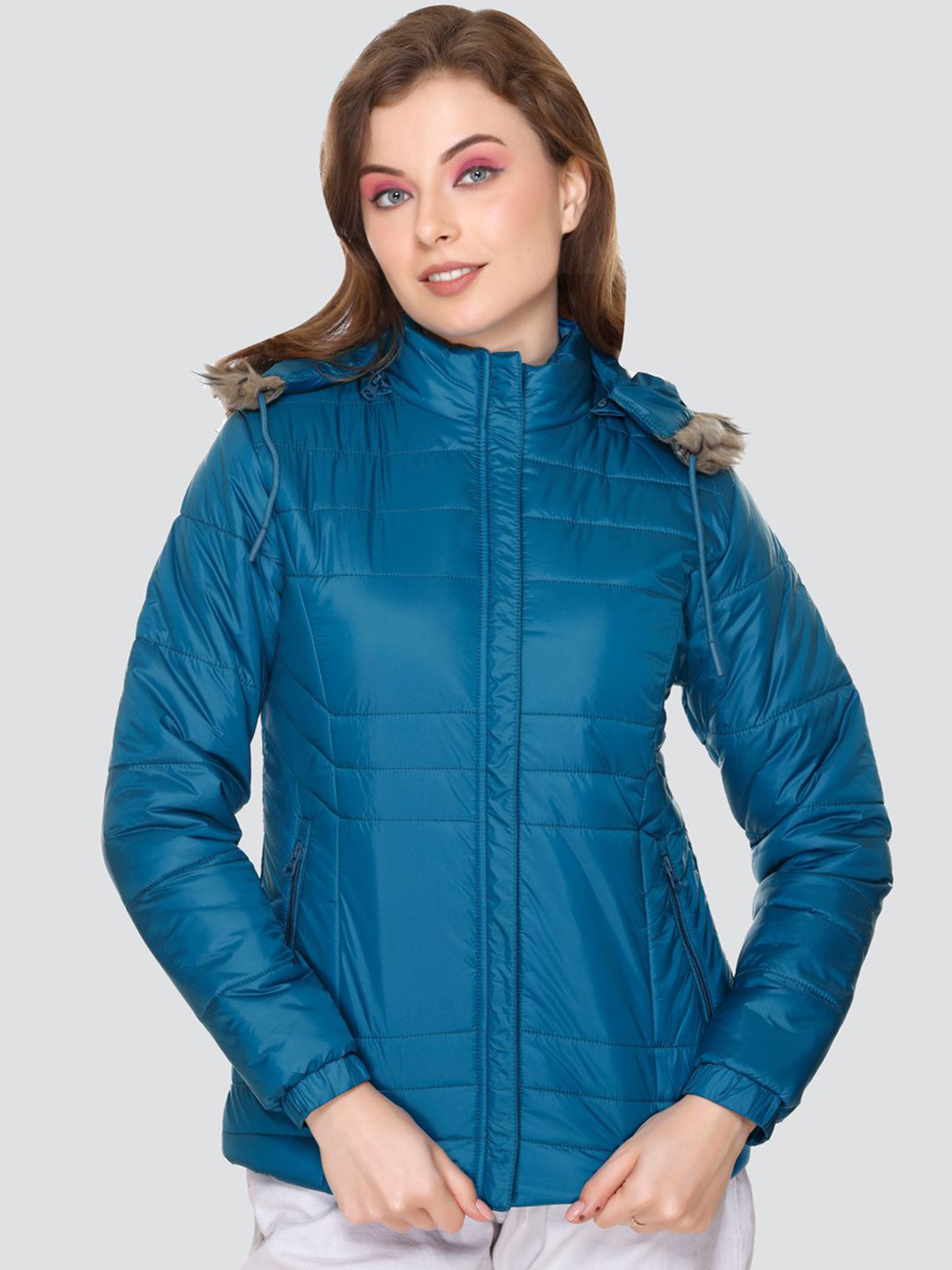 Rare Times Women Hooded Solid Puffer Jacket