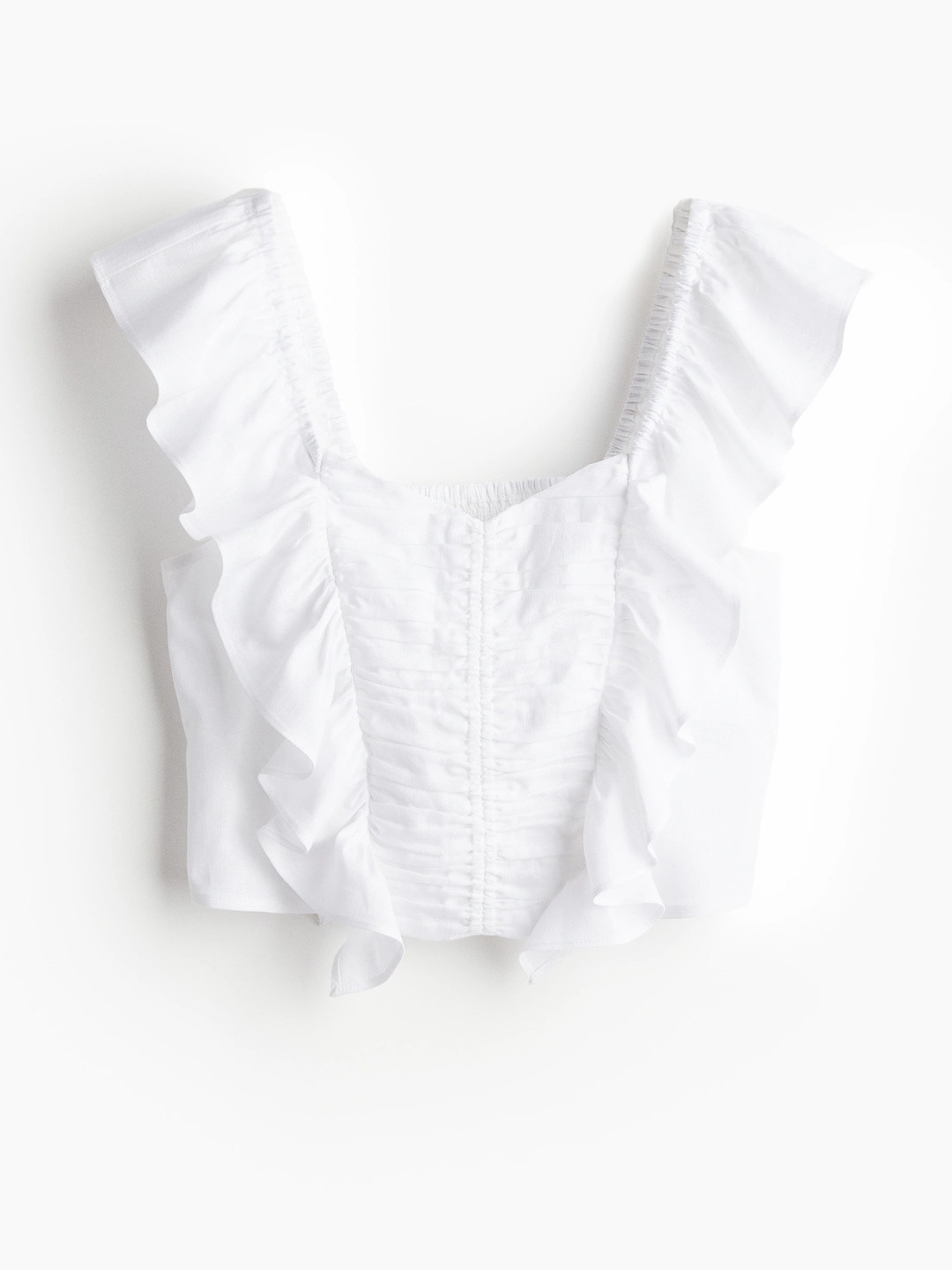 H&M Women Linen-Blend Cropped Blouse