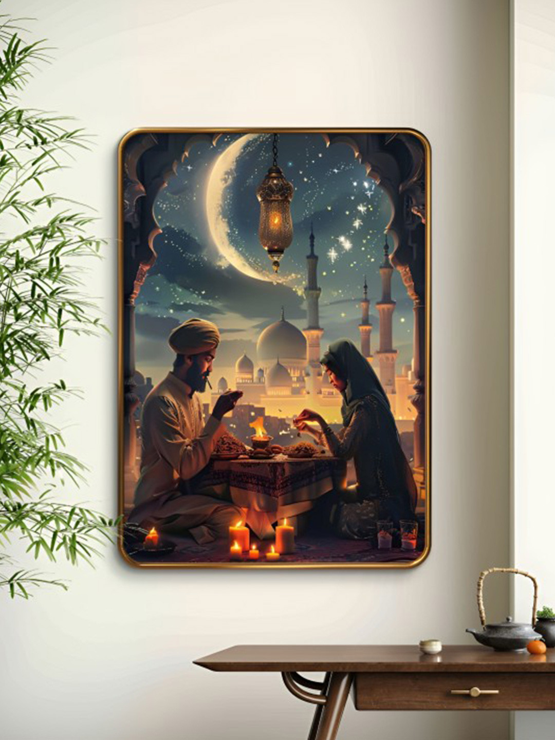 SAF Blue & Red SAF Islamic religious Sparkle Lamination Finished Wood Wall Painting
