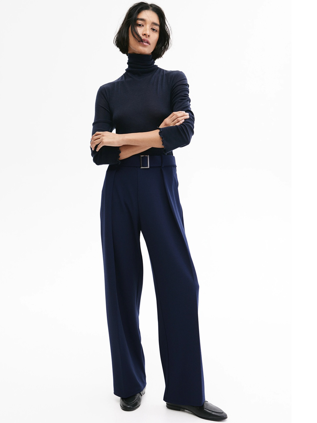 H&M Wide Belt-Detail Trousers
