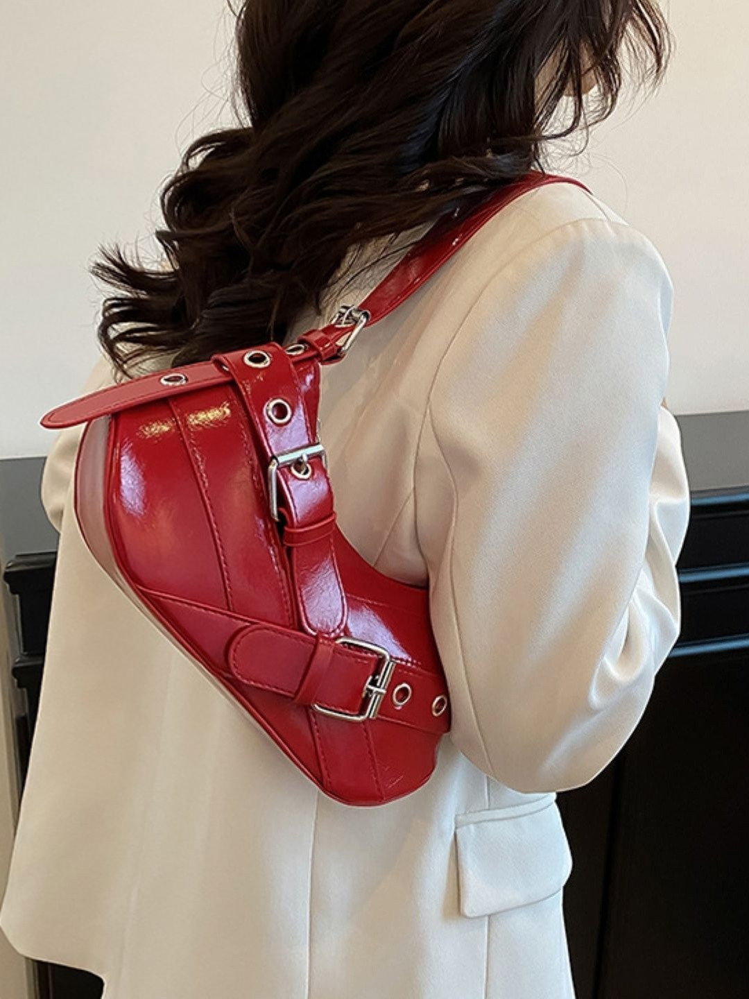 CORSICA Women Red Solid Polyester Bowling Small Casual Hobo Bag