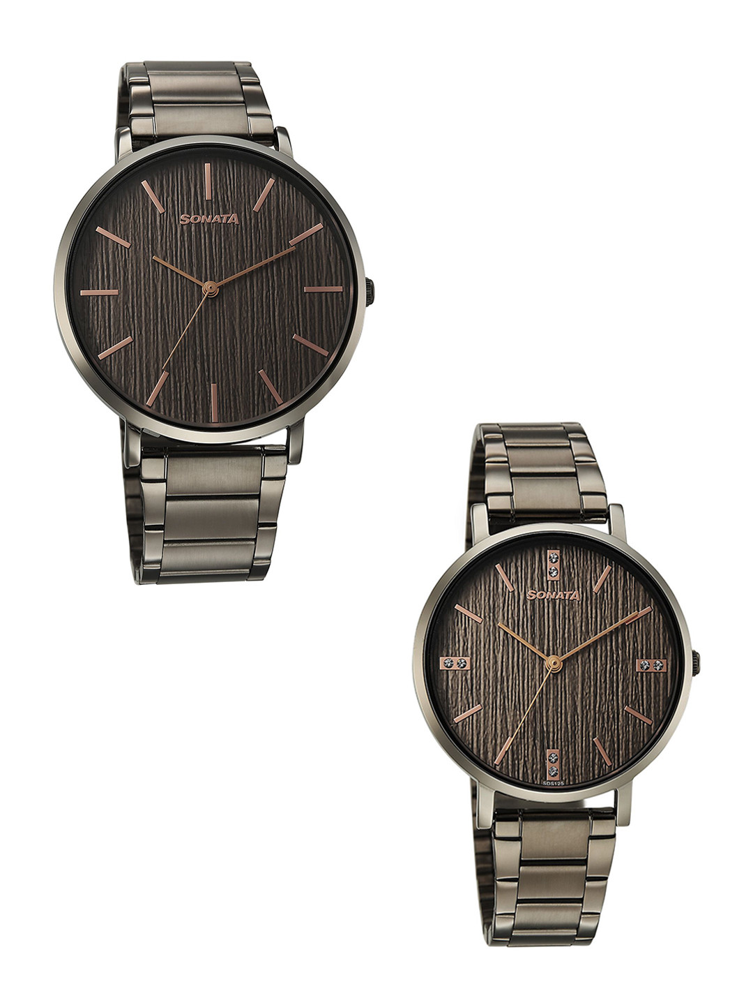 Sonata Soulmates Quartz Grey Round Dial Men & Women Pair Watch - 7715087073QM01