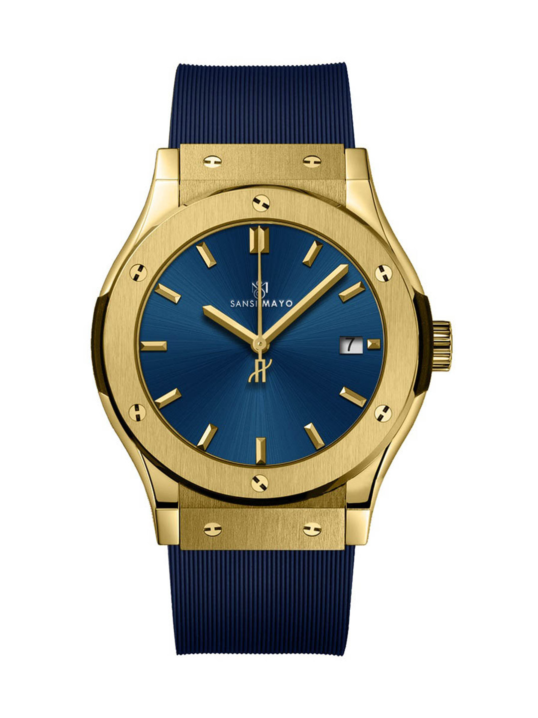 SANSIMAYO Gama Men Dial & Bracelet Style Straps Analogue Watch SM-M-71-BL-G-BL