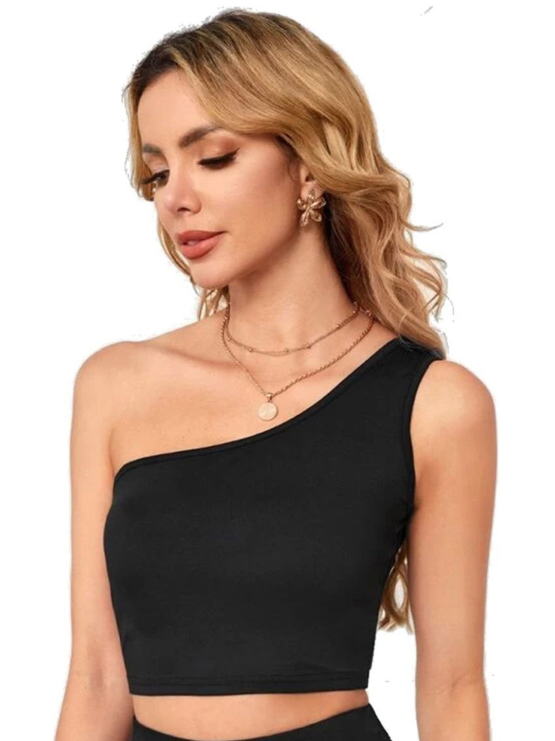 Stars and You Women One Shoulder Cotton Boxy Crop Top