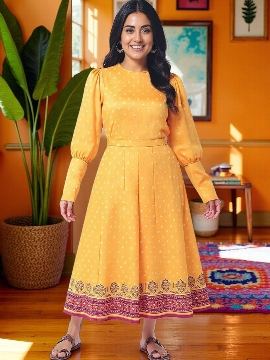 KYVO Kasturi Digital Printed Round Neck Top With Palazzo