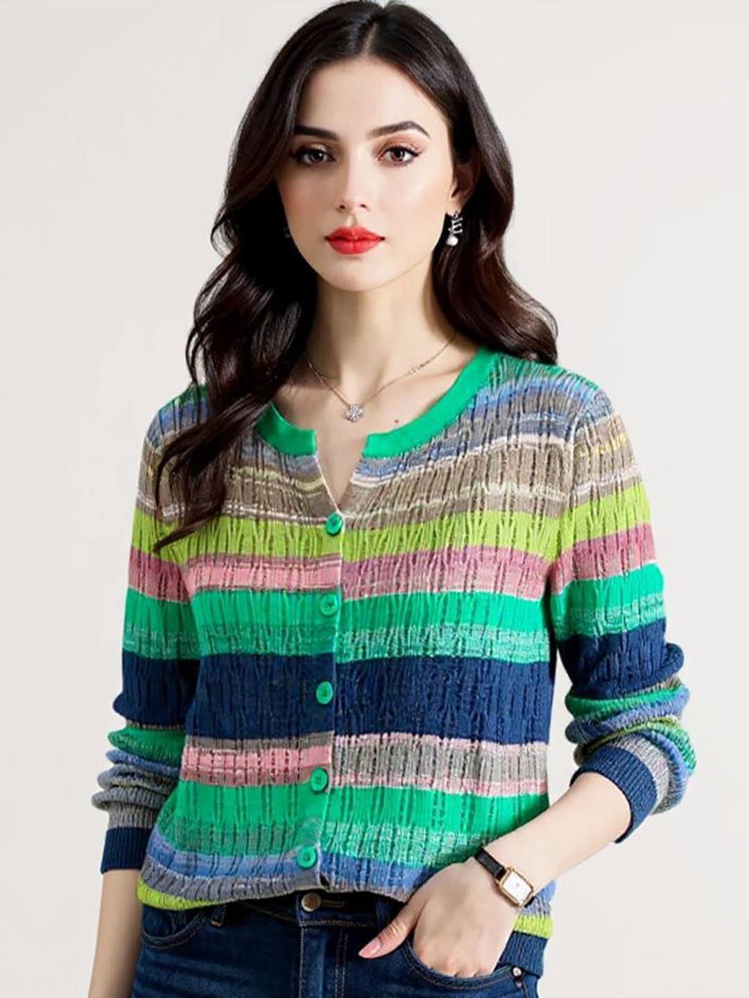 bebe Women Striped Round Neckeaters