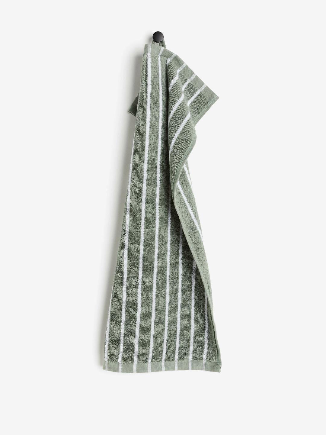 H&M Green & White Pure Cotton Striped Guest Towel