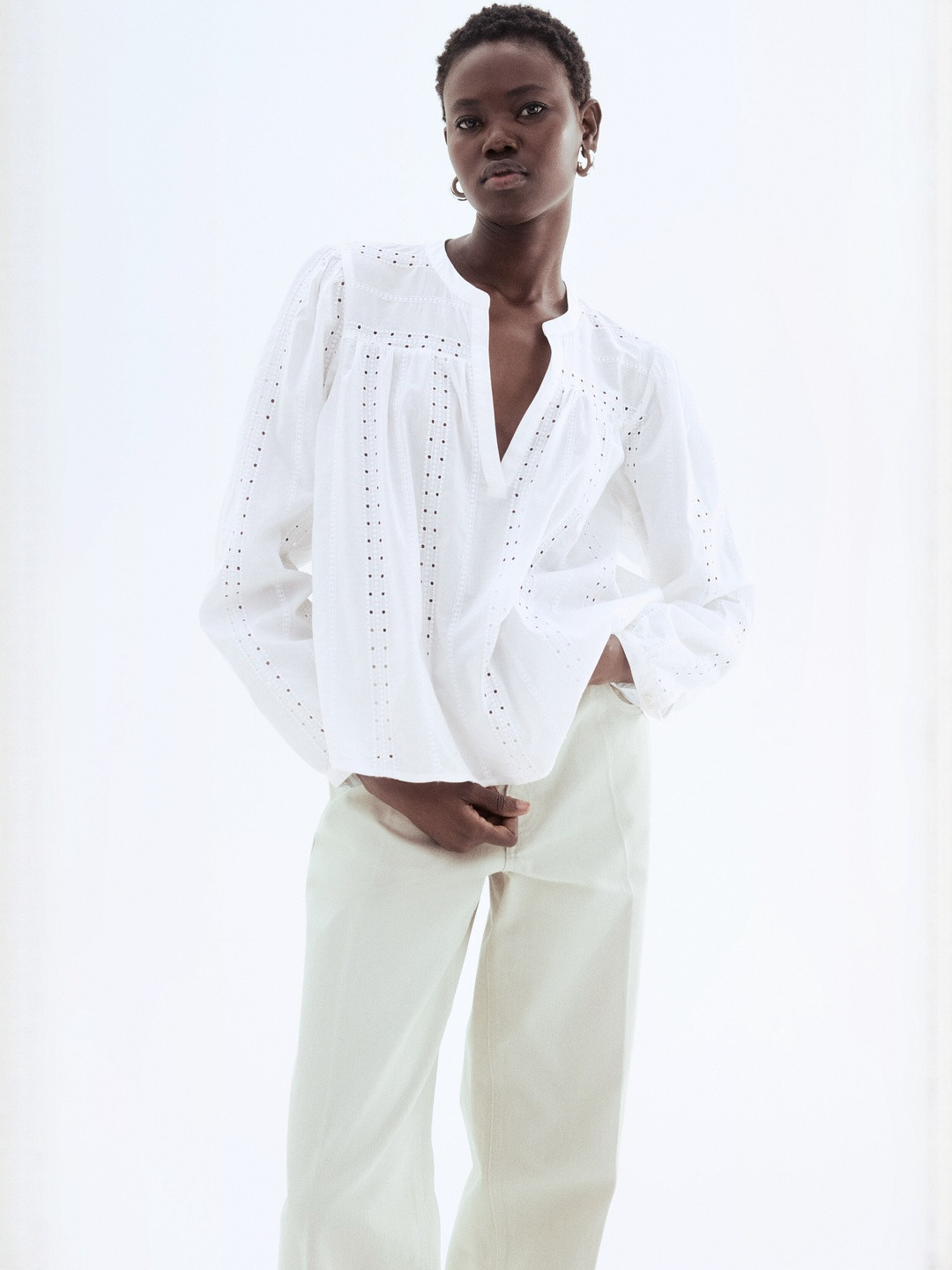 H&M Women Embroidered Cotton Blouse