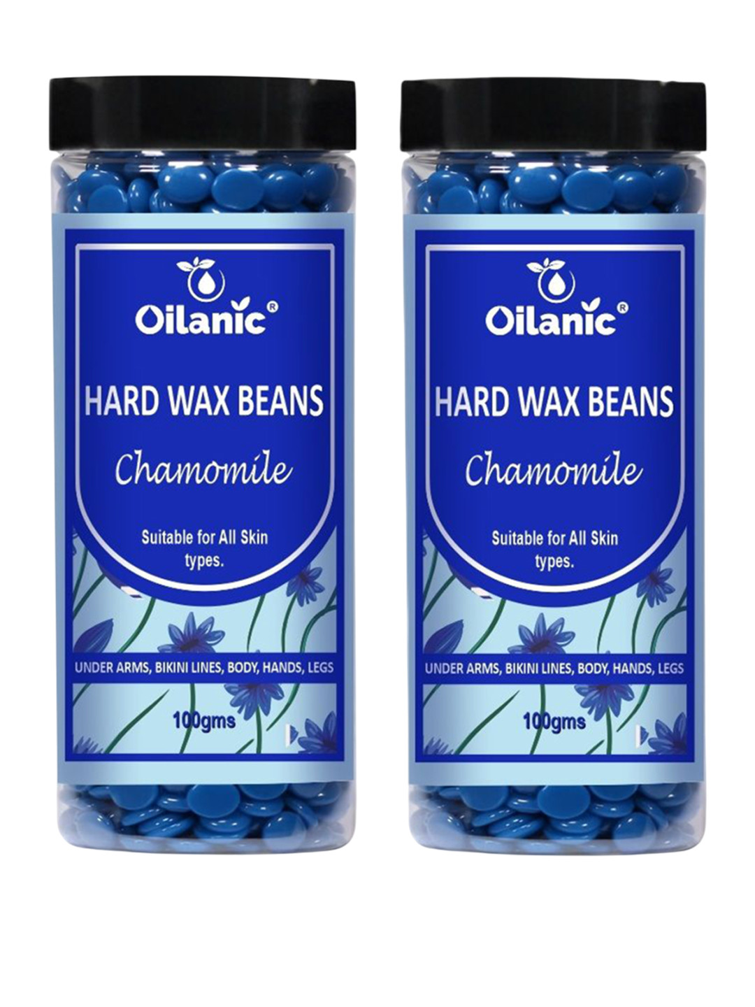 Oilanic Set Of 2 Chamomile Extract Brazilian Hard Wax Beans For Hair Removal - 100 g Each