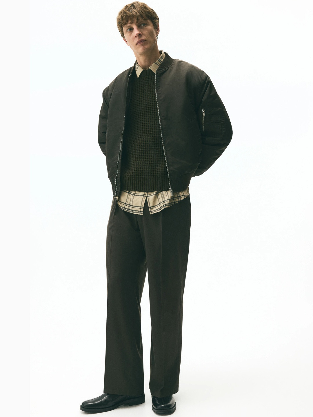 H&M Loose Fit Nylon Bomber Jacket