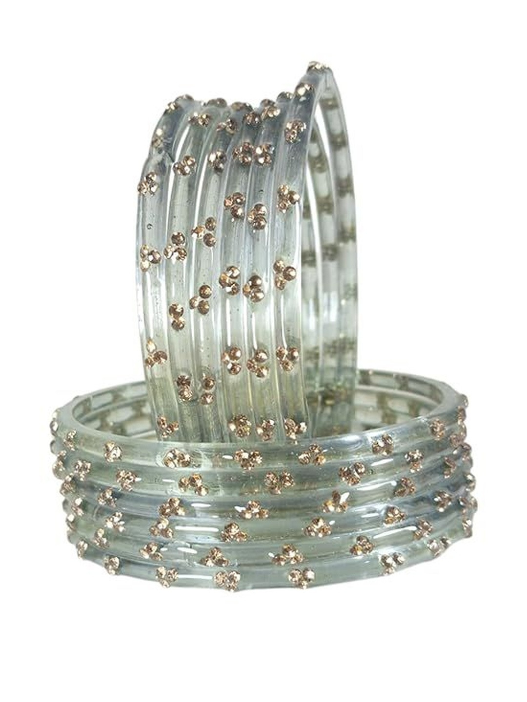 Yaara fashion Crystal Pack Of 12 Glass Bangles Set