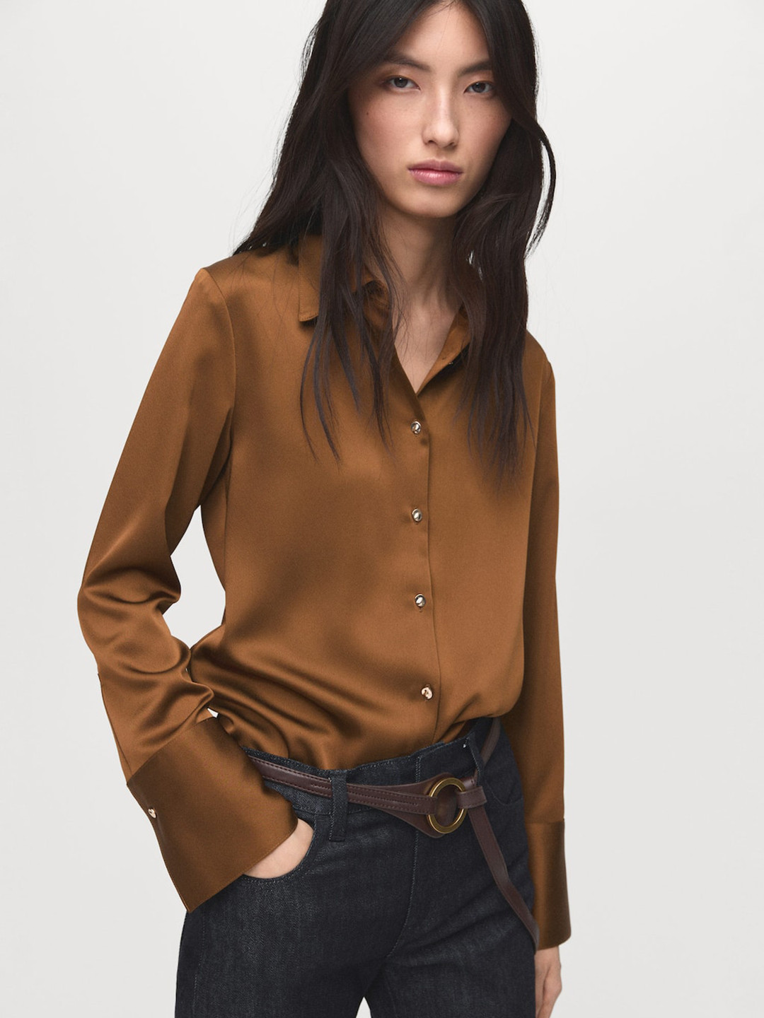 MANGO Satin Party Shirt