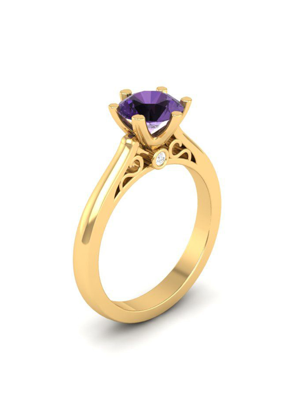 Smartwood Sterling Silver 14 K Gold-Plated Cubic Zirconia Studded Finger Ring