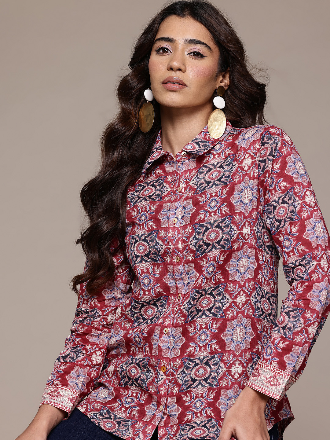 aarke Ritu Kumar Dhani Ethnic Motifs Printed Pure Cotton Regular Fit Shirt
