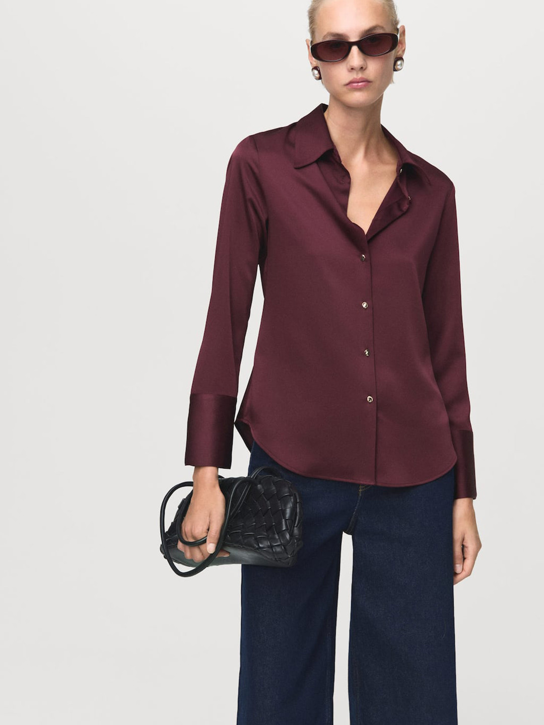 MANGO Satin Party Shirt