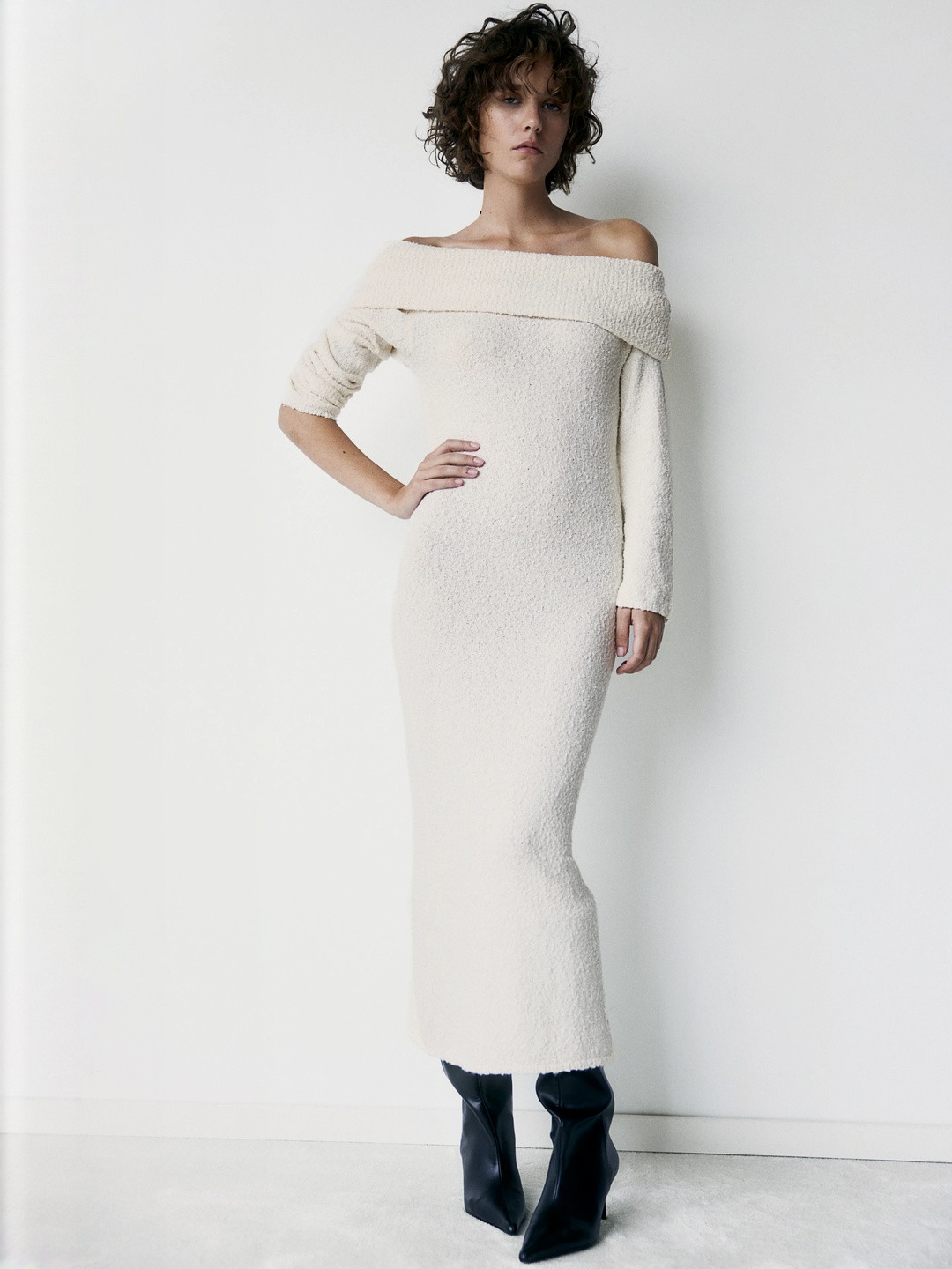 H&M Bouncl-Knit Off-The-Shoulder Dress