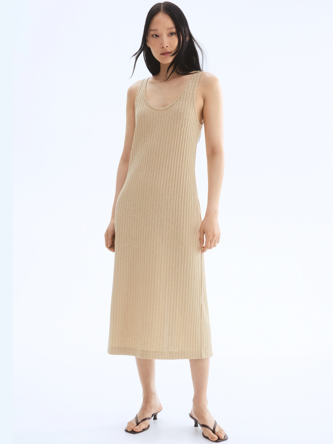 H&M Round Neck Rib Knit Midi Dresses