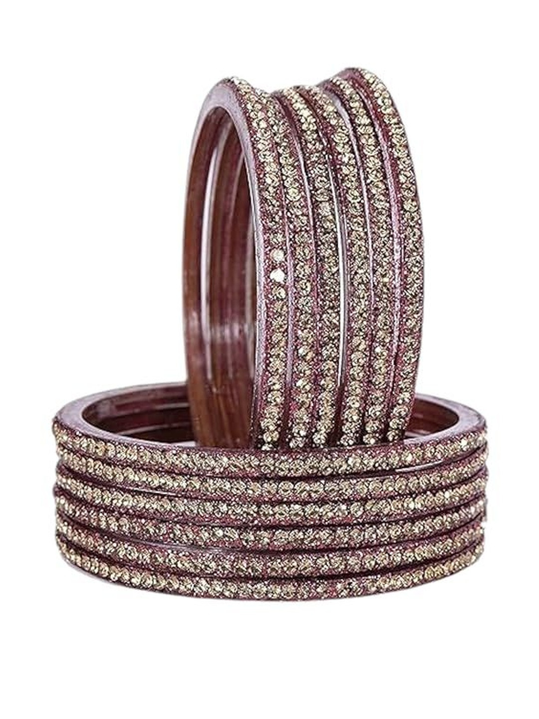 Yaara fashion Women Pack of 12 Glass Bangles Set Studded with Golden Zircon Gemstone