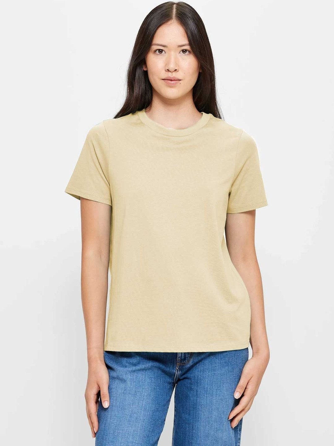 PRONK Round Neck Short Sleeves Cotton Regular Fit T-shirt