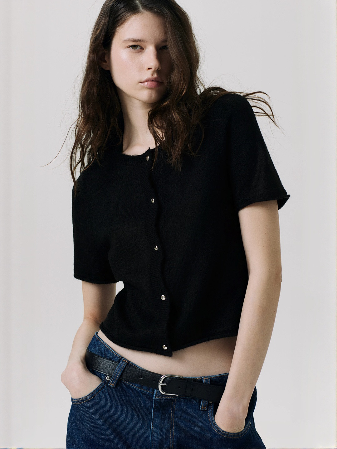 H&M Short-Sleeved Fine-Knit Cardigan