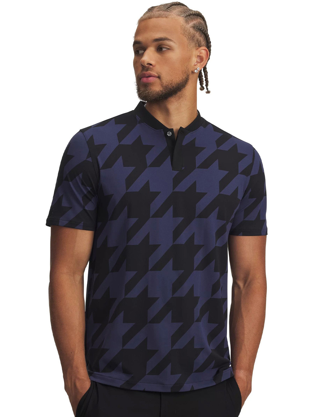 UNDER ARMOUR Men Curry Bomber Checked Slim-Fit Polo Collar Golf T-Shirt