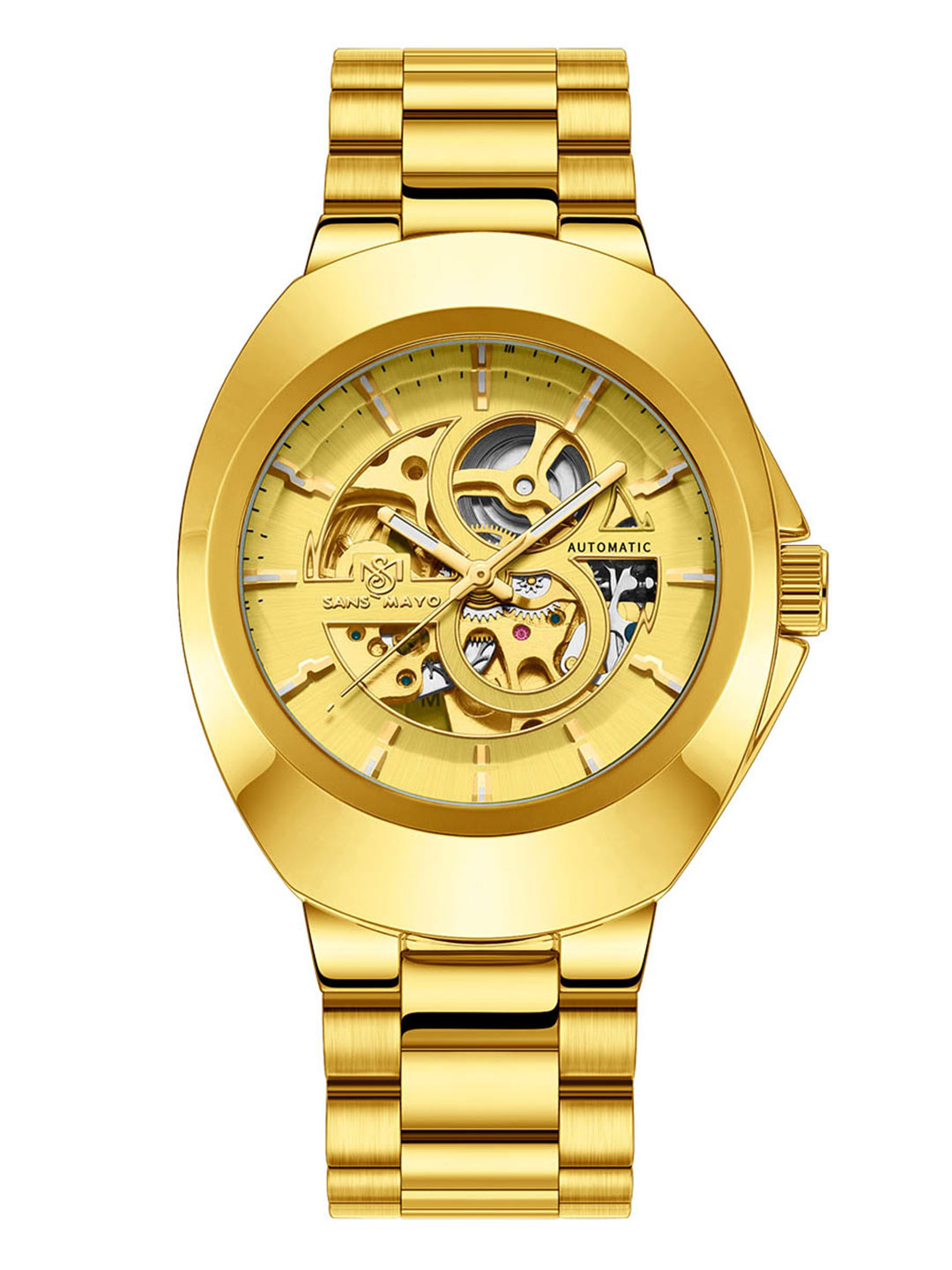 SANSIMAYO Rida Men Dial & Stainless Steel Straps Analogue Watch SM-M-210-G-G-G