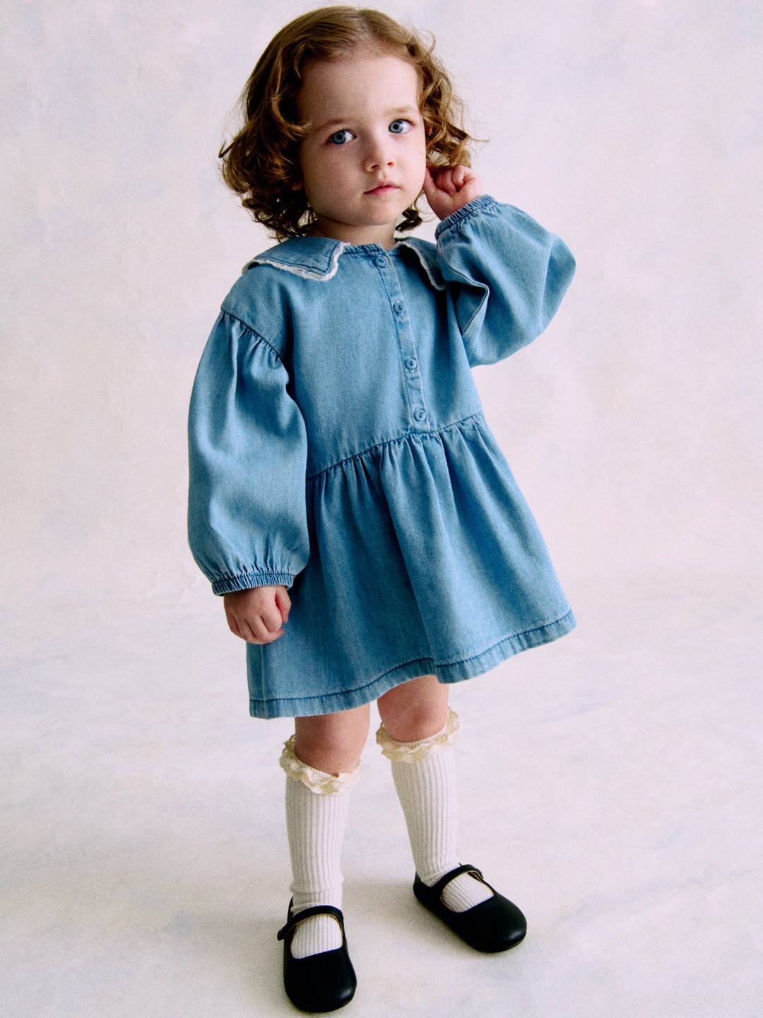 H&M Sailor-Collared Denim Dress