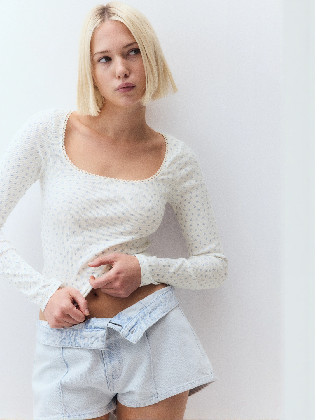 H&M Picot-Trimmed Cotton Top