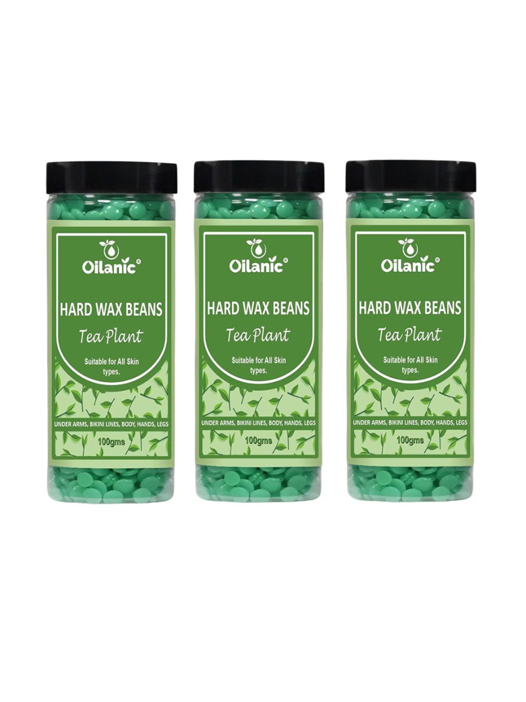 Oilanic Set Of 3 Tea Plant Brazilian Hard Wax Beans For Hair Removal - 100 g Each