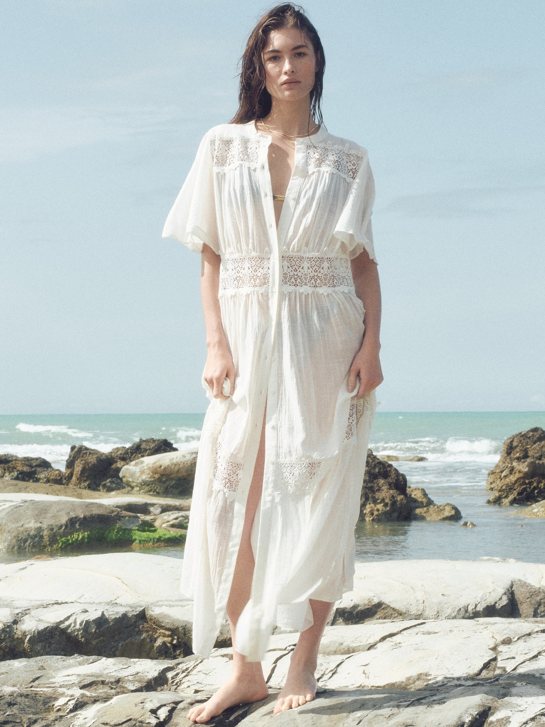 H&M Lace-Inset Cotton Dress