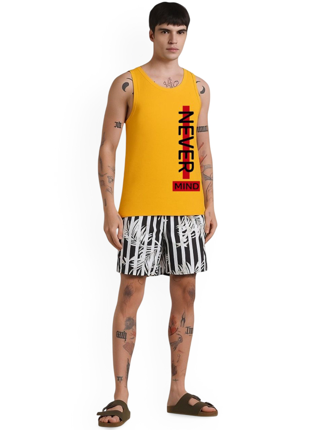 Kasendra Men Typography Printed Round Neck Gym Vest