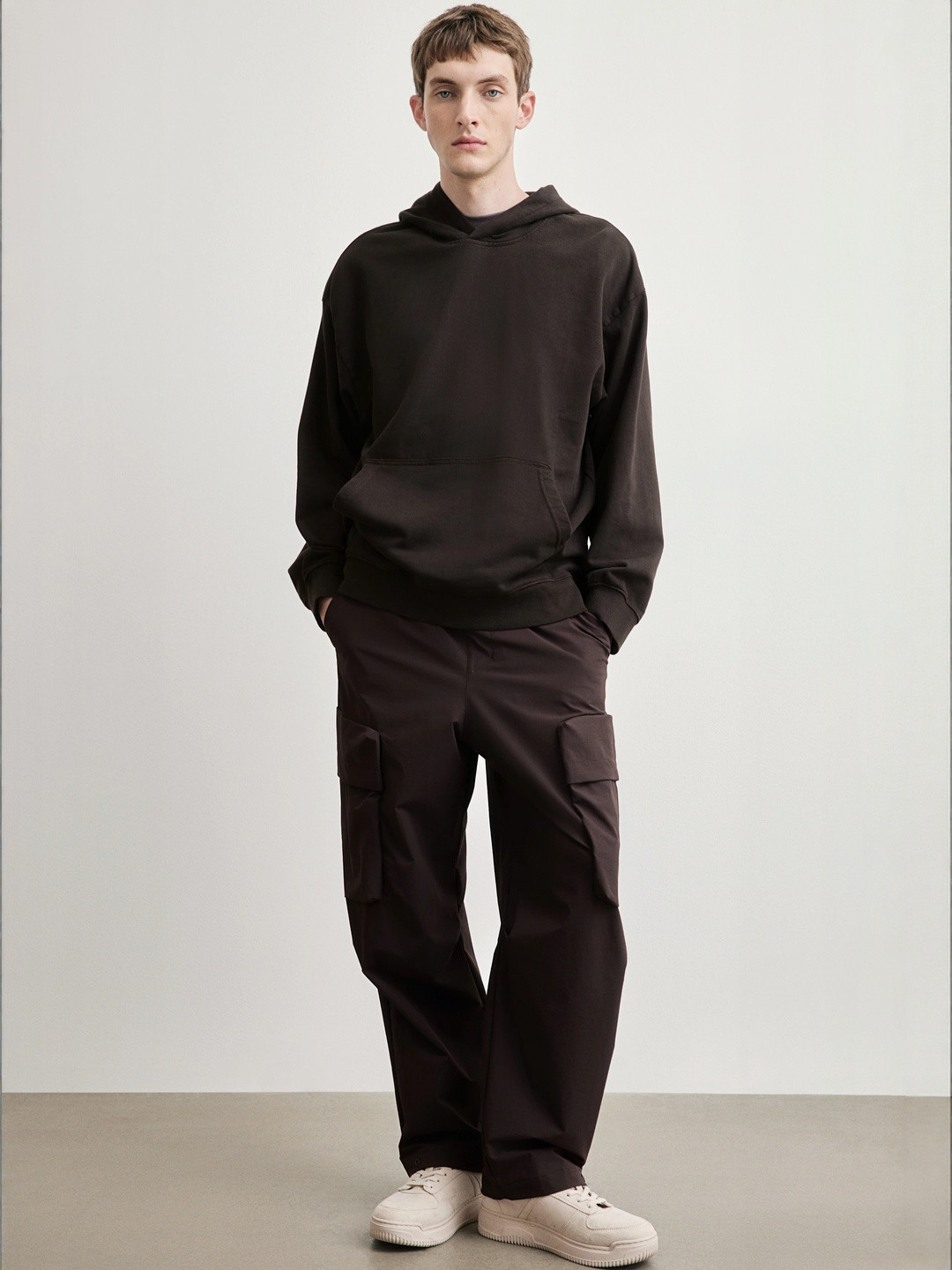 H&M Men Long Sleeves Loose Fit Washed Hoodie