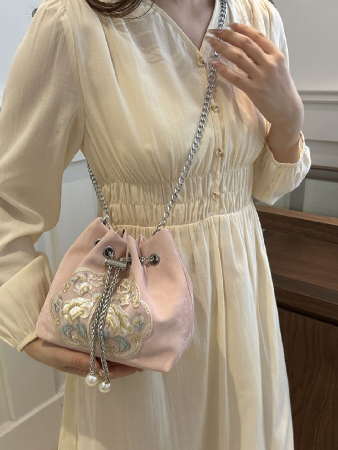 CORSICA Pink Floral Embroidered Small Casual Sling Bag