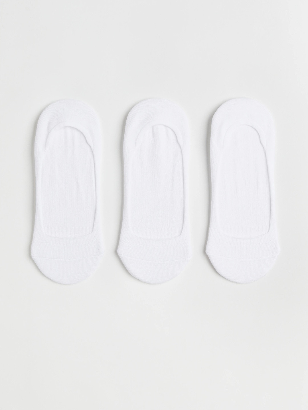 H&M Women White 3-Pack Solid No-show Cotton Blend Socks