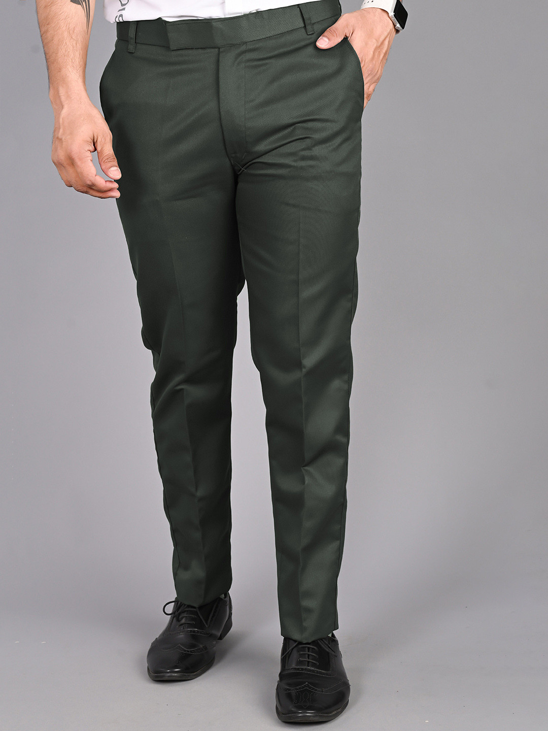 STREETVIBES Men Classic Regular Fit Mid-Rise Cotton Formal Trouser