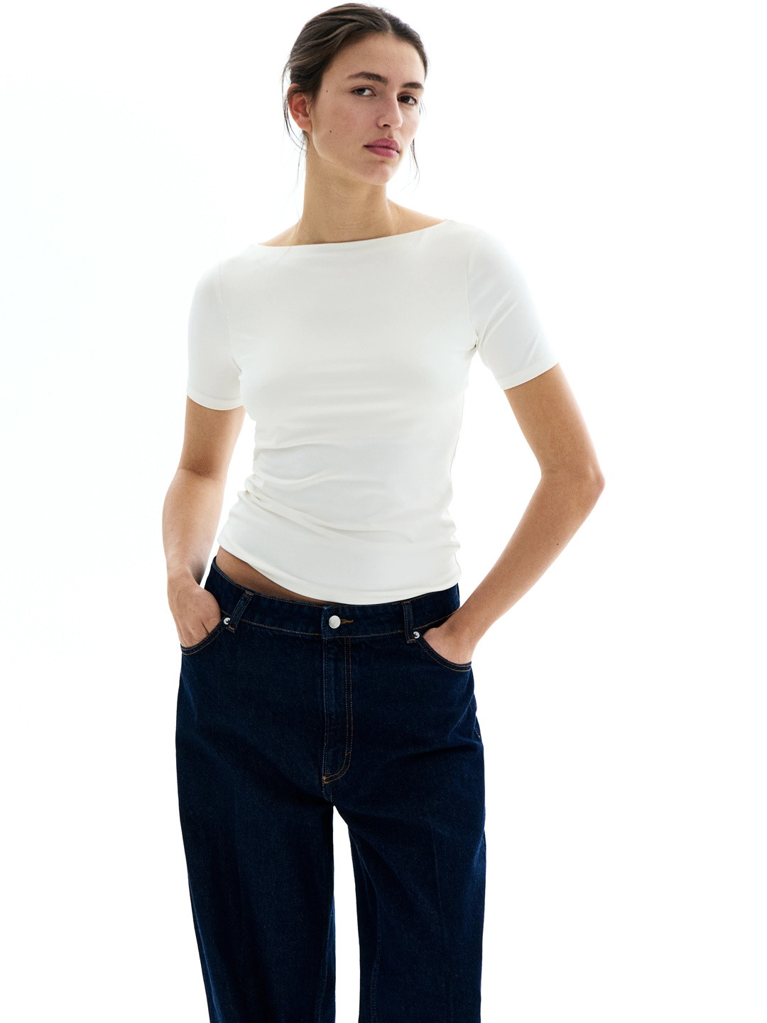 QC Done Boat-Neck Microfibre Top