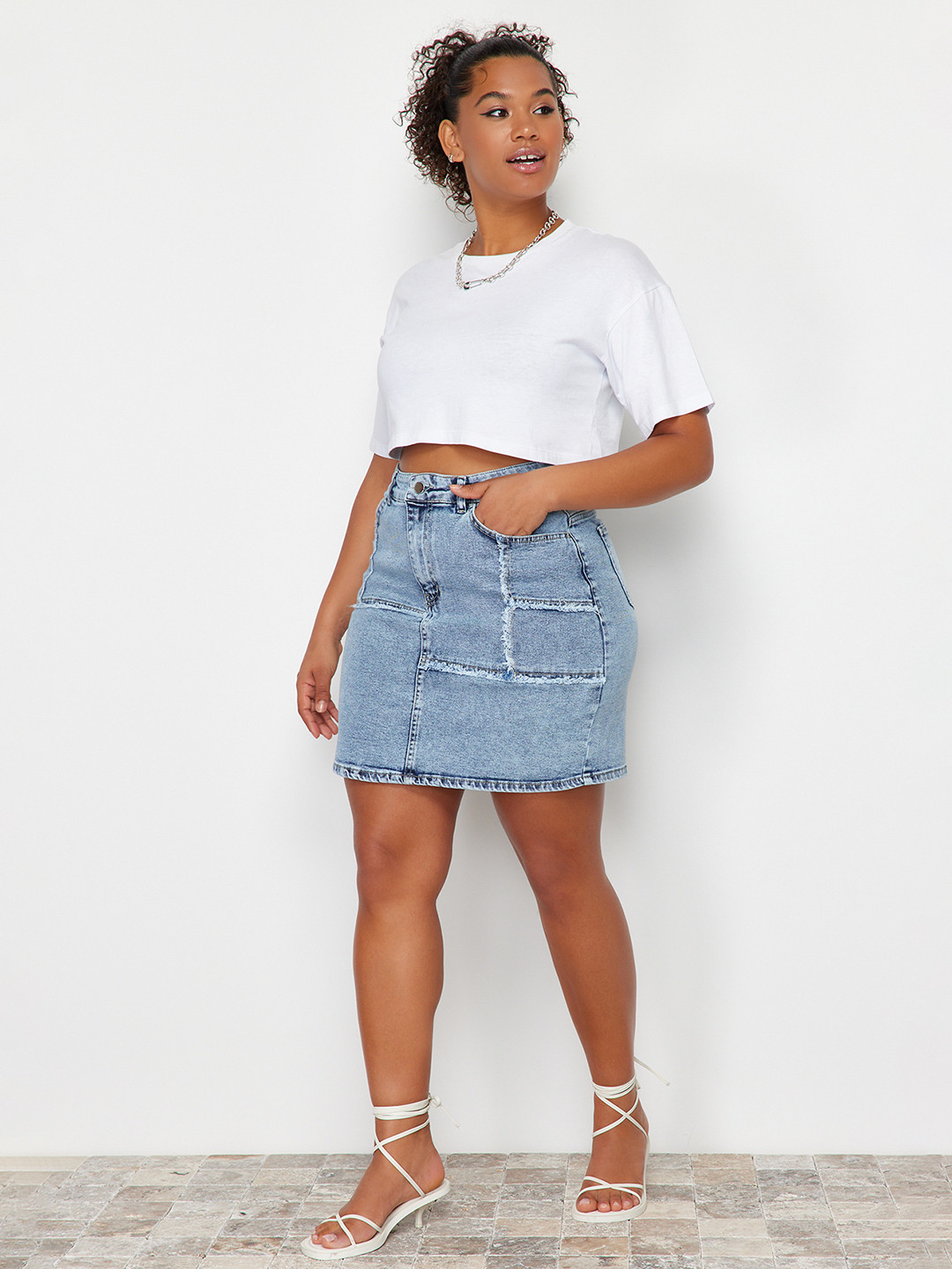 Trendyol Women A-Line Above Knee Pure Cotton Jean Skirts