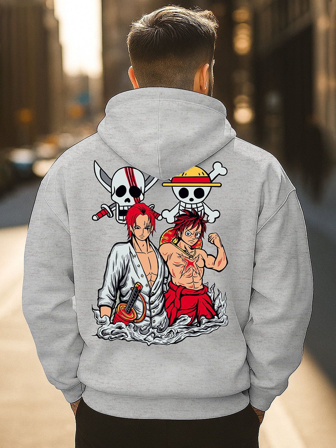 Triptee One piece Anime Graphic Printed Hooded Sweatshirt