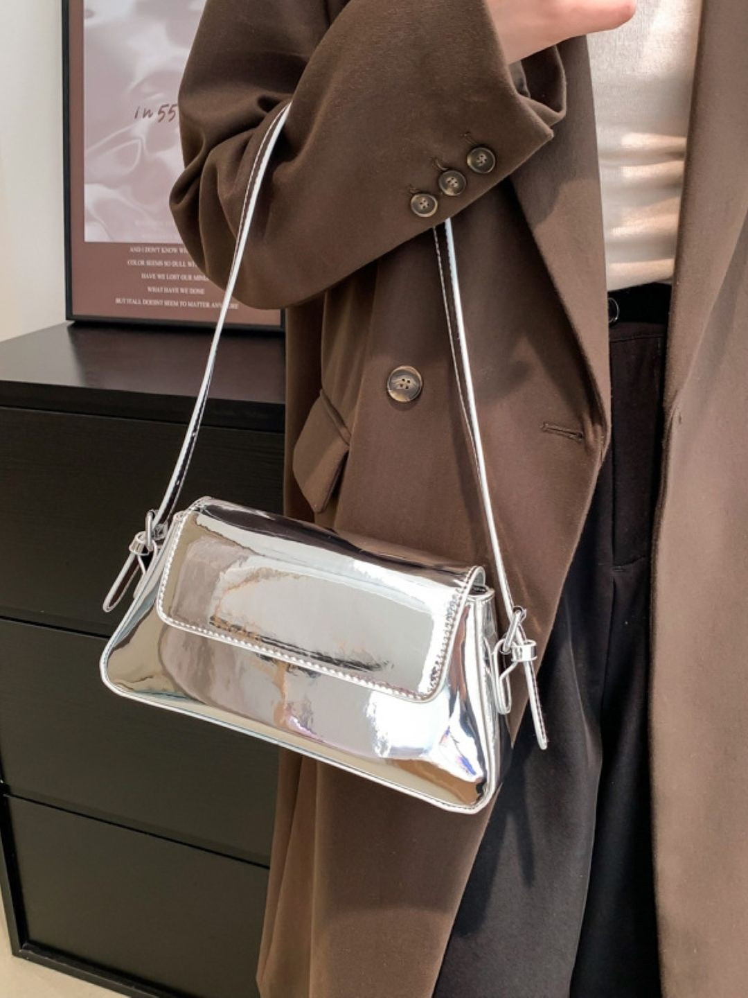 CORSICA Women Silver Solid Polyester Small Party Shoulder Bag