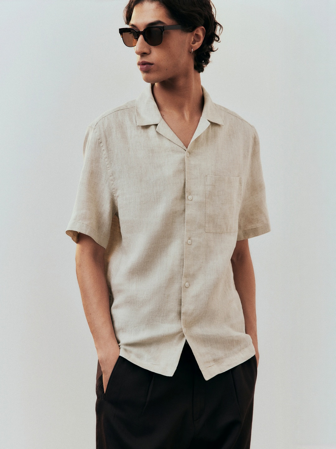 H&M Regular Fit Linen Resort Shirt