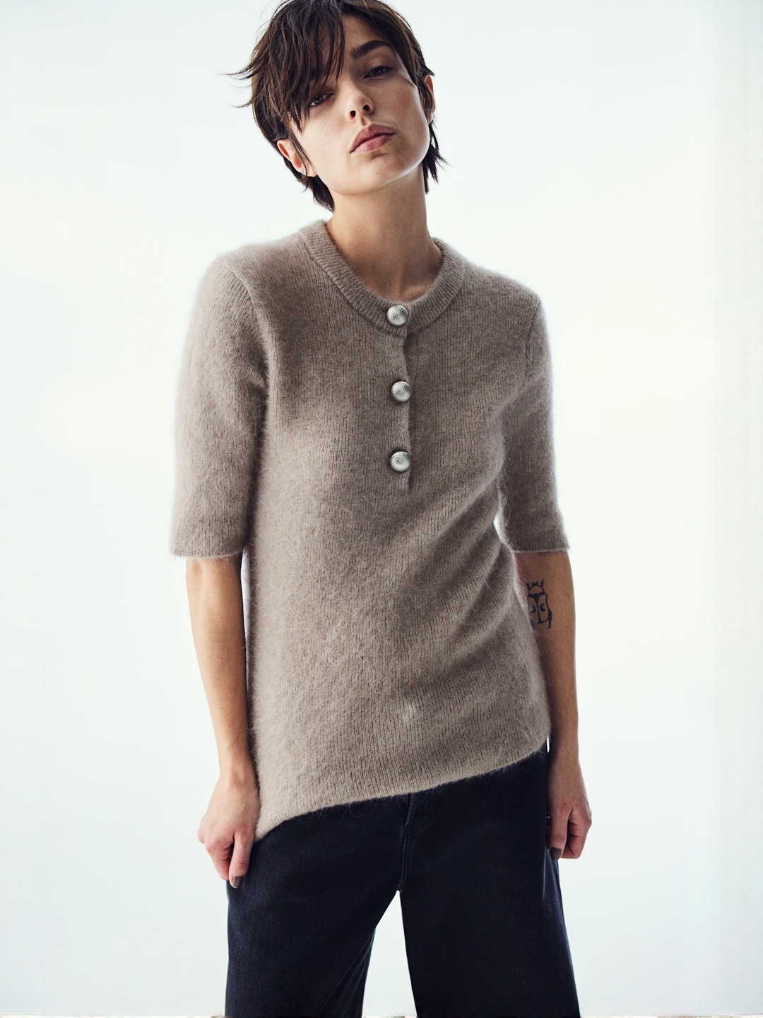 H&M Mohair-Blend Button-Detail Top