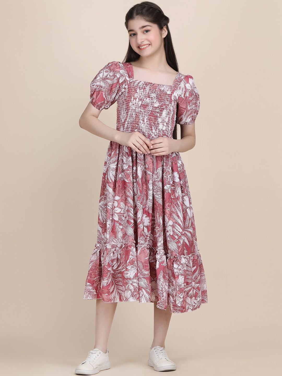 PaheliRani Kids Red Fit and Flare Party Wear Dress