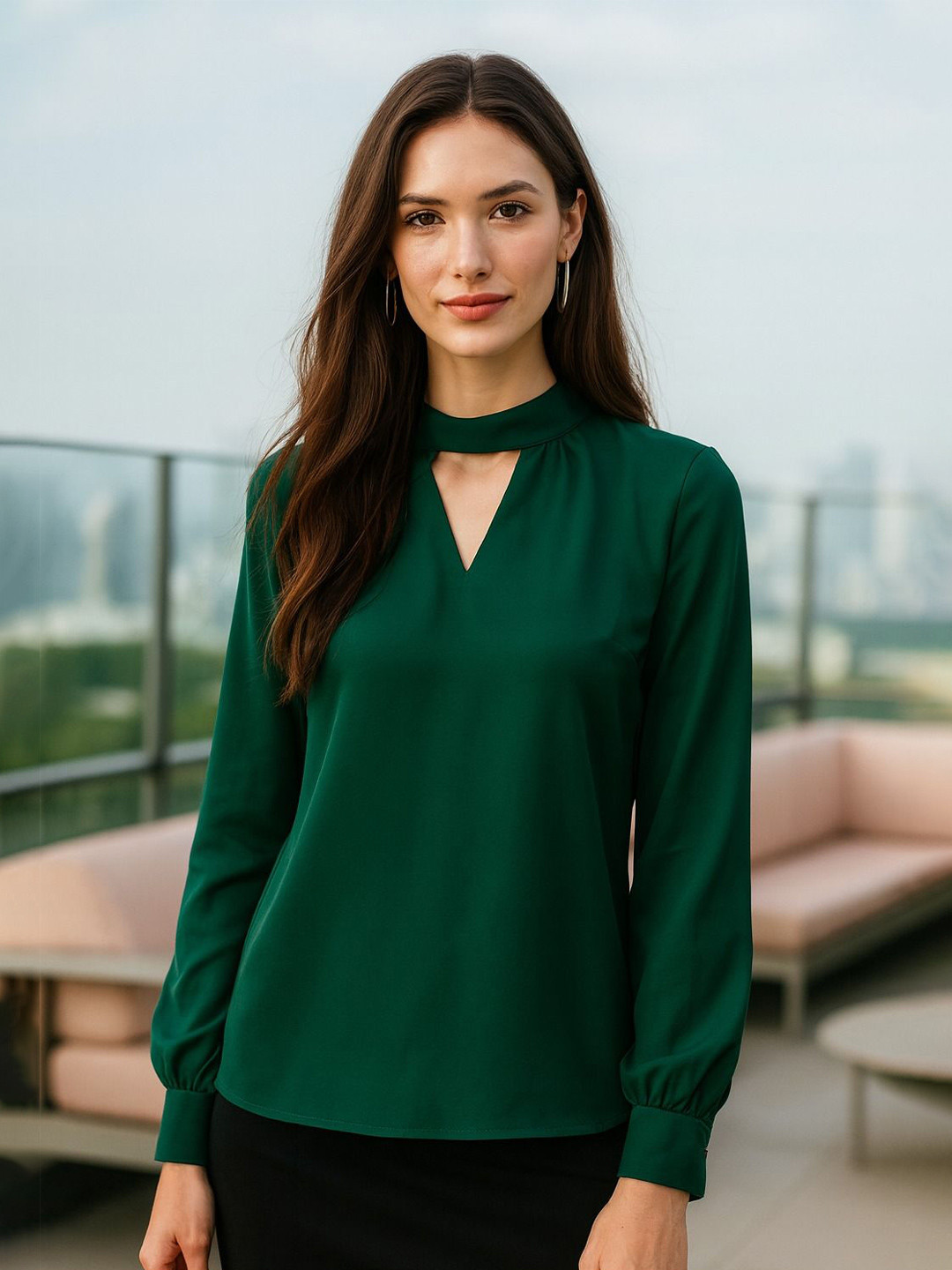 4WRD by Dressberry Women Keyhole Neck Georgette Top