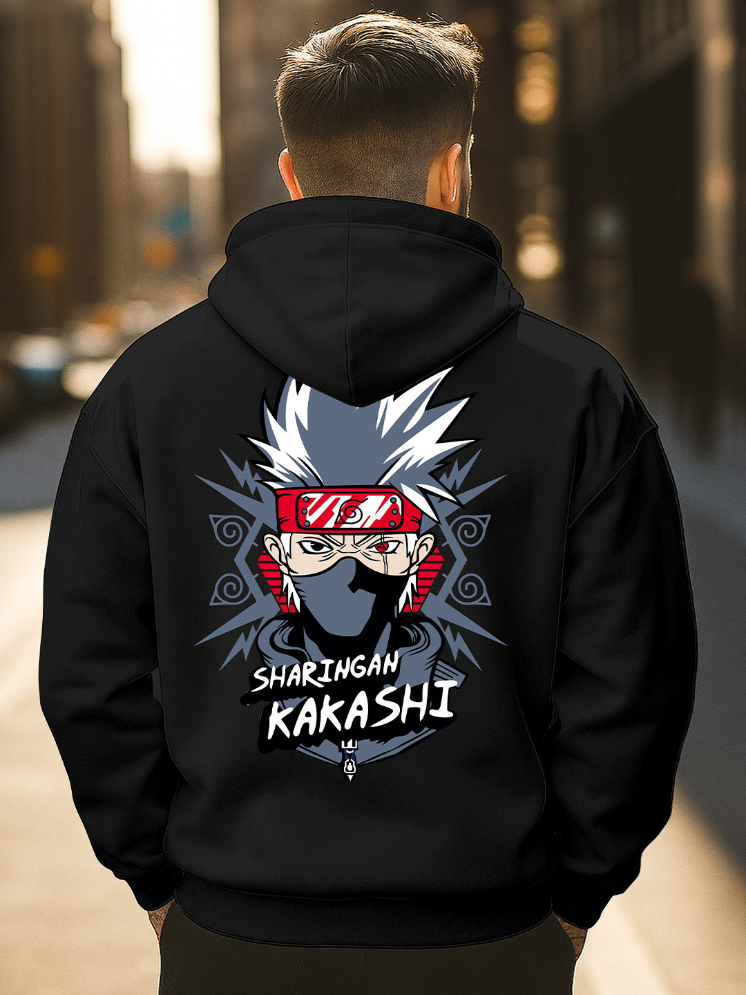 Triptee Men Anime Naruto Graphic Printed Hooded Long Sleeves Sweatshirt